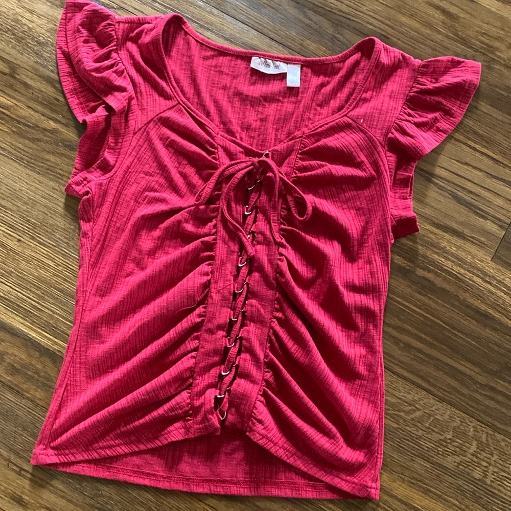 Willow and Root red ruffle tie top